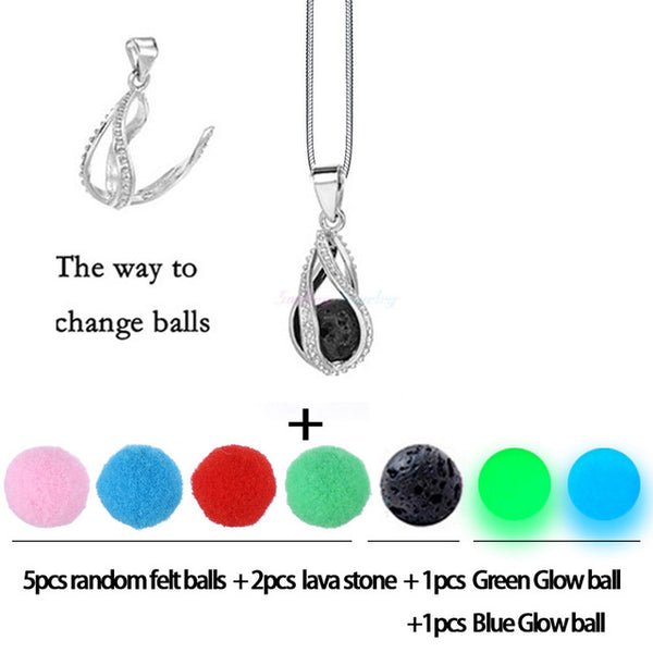 Diversified Felt Glow Balls Lava Stone Aromatherapy Vintage Necklaces