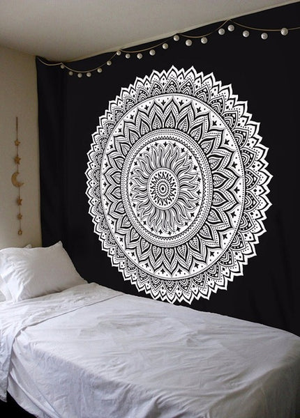 Yin Yang Lotus Wall Tapestry